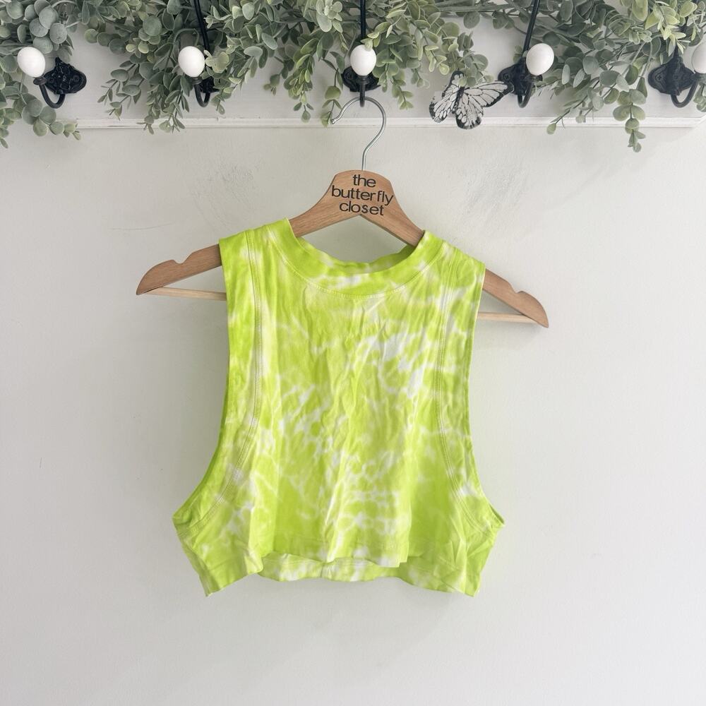 Lululemon All Yours Cropped Cotton Tank Top Neon Green